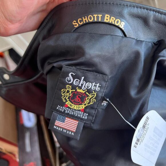 Schott Men's Black Leather Motor Jacket 603USA Cafecto Hybrid Cafe Racer $960 - Picture 5 of 5